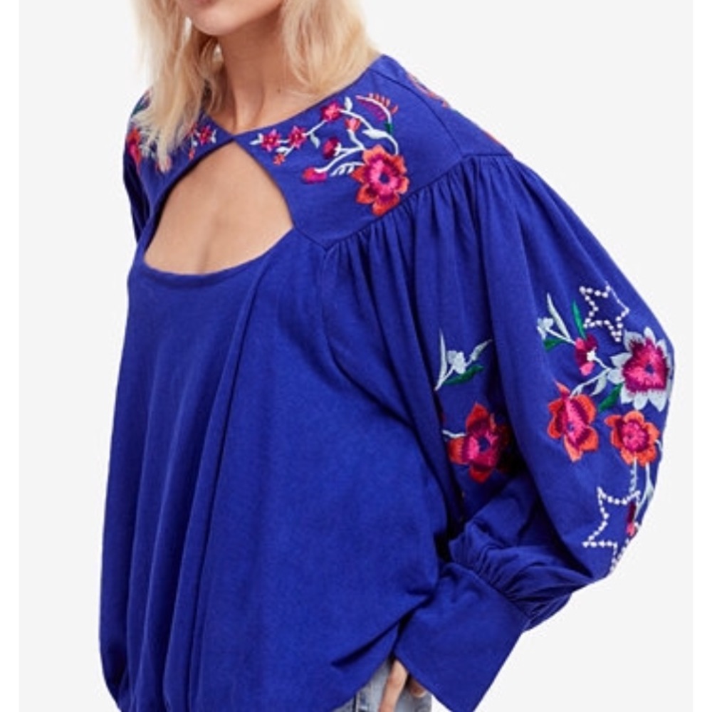 Free people Lita Embroidered cutout top